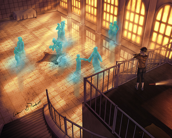 Kat finally sees the ghosts all around as they dance in the ballroom