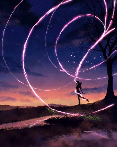 Swirling, magical powers channeled by a powerful witch